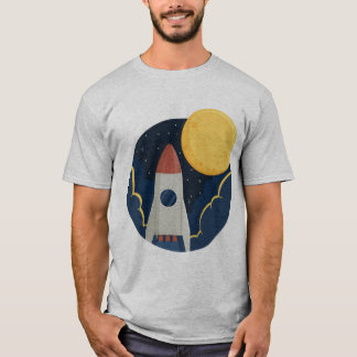 宇宙および月の真っ只中のロケット Tシャツ