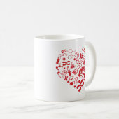 宇宙および科学のハート コーヒーマグカップ (正面右)