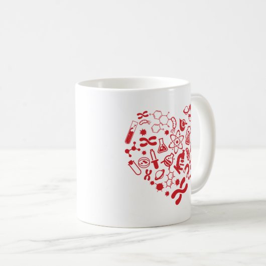 宇宙および科学のハート コーヒーマグカップ (正面右)