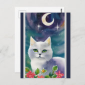 宇宙お洒落子猫水彩絵葉書 ポストカード (正面/裏面)