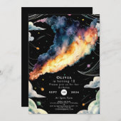 宇宙お洒落宇宙誕生日 招待状 (正面/裏面)