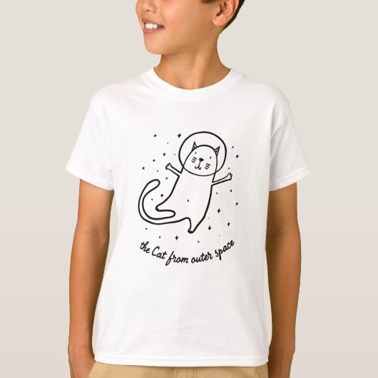 宇宙からの猫 おもしろい宇宙飛行士のキティ Tシャツ (正面)