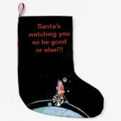 宇宙からの見ているサンタ! スモールクリスマスストッキング (正面)