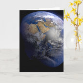 宇宙からの青い地球 - 霊感 カード (黄色い花)