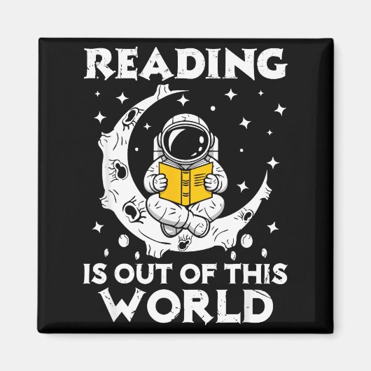 宇宙からやってきたような楽しい本を読む マグネット (正面)