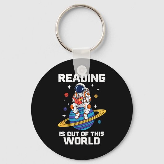 宇宙からやってきた面白い本を読む キーホルダー (正面)