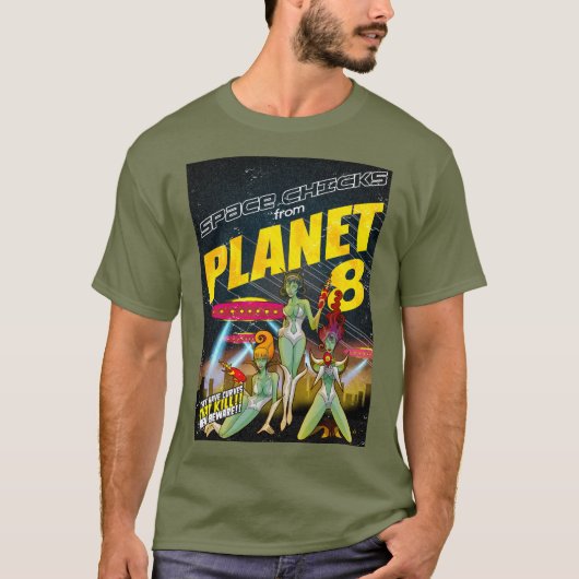 宇宙からチックス惑星8_フルカラー Tシャツ (正面)