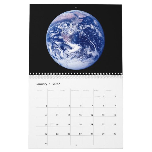 宇宙から地球へ カレンダー (1月 2027)