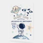 宇宙から来た1歳のバースデーウェルカム アクリルサイン (傾斜)