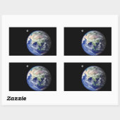 宇宙から見た地球と月 長方形シール (シート)