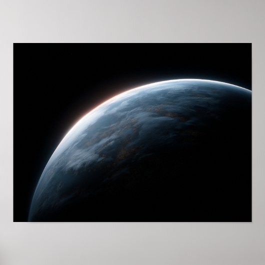 宇宙から見た映画的な濃紺の惑星の地平線 ポスター (正面)