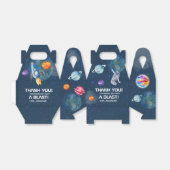 宇宙かわいいカスタム男の子の誕生日パーティー フェイバーボックス (折り畳みなし)