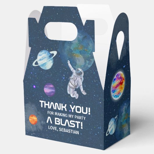 宇宙かわいいカスタム男の子の誕生日パーティー フェイバーボックス (オープン)