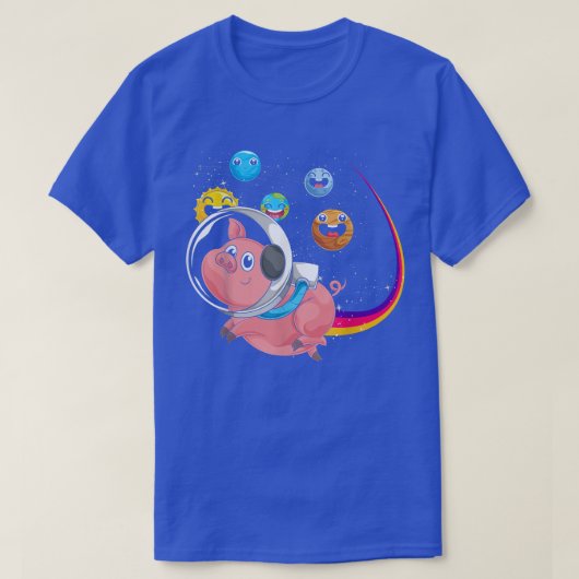 宇宙かわいい惑星ファーム動物愛好家サイエンスブタA Tシャツ (デザイン正面)
