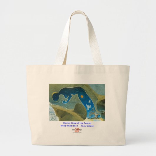 宇宙かバッグのなされる女性 ラージトートバッグ (正面)