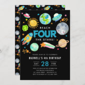 宇宙が四つ星に達する4thバースデームーン 招待状 (正面/裏面)
