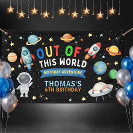 宇宙が生んだカラフルなキュートな誕生日 横断幕
