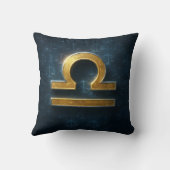 宇宙きらめく金ゴールド天秤座〔占星術の〕十二宮図記号 クッション (裏面)