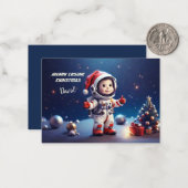 宇宙でのクリスマスを祝うかわいい宇宙飛行士の少年 ノートカード (正面/裏面インサイチュ)