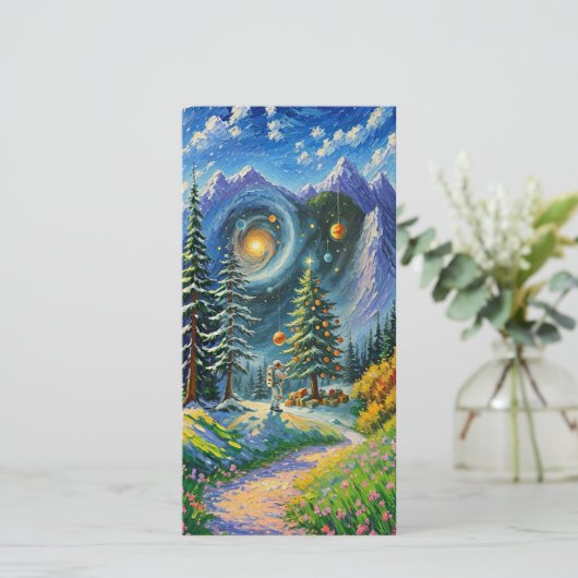 宇宙でのクリスマスツリー シーズンカード (スタンド正面)