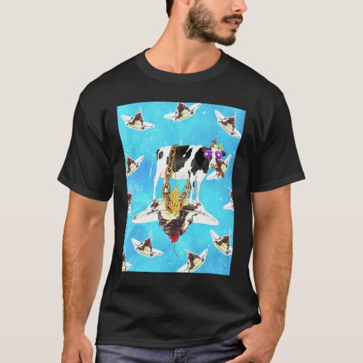 宇宙でサンデーに乗ったヒップブリンブカウ Tシャツ (正面)