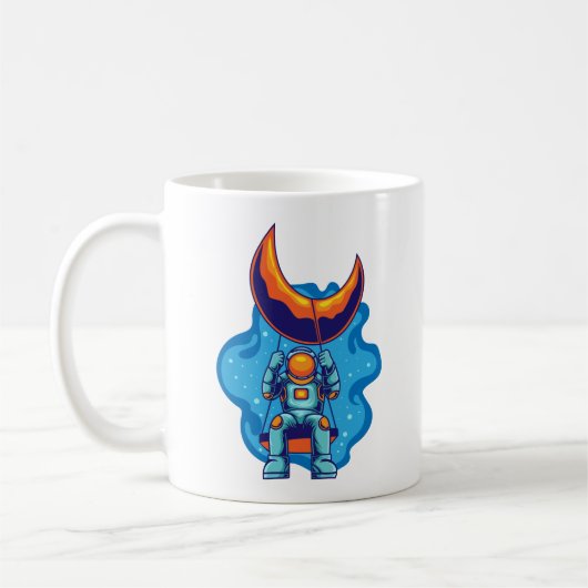 宇宙でスイングする宇宙飛行士 コーヒーマグカップ (左)