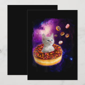 宇宙でドーナツの中にいるかわいい猫 キティラバー 招待状 (正面/裏面)