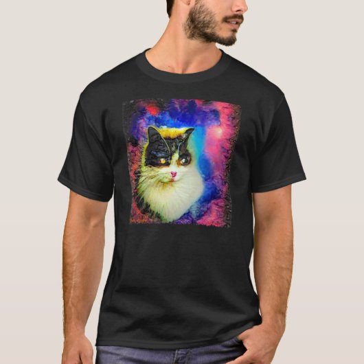 宇宙で一番かわいい白猫星雲 猫 Tシャツ (正面)