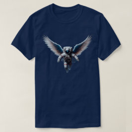 宇宙で天使の羽を持つ面白い宇宙飛行士 Tシャツ