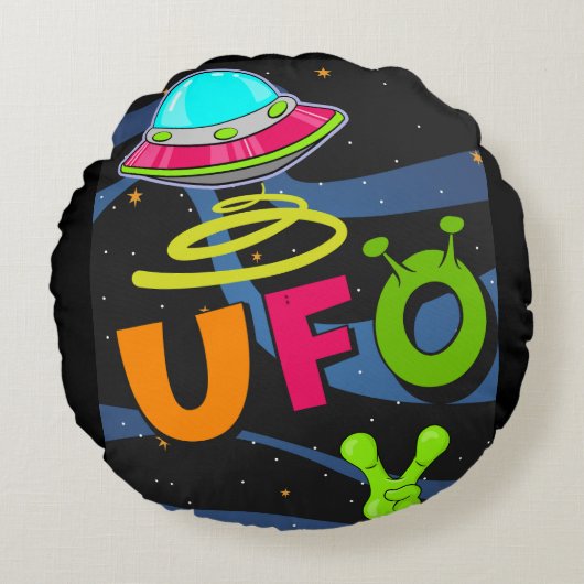 宇宙で宇宙人こんにちは ラウンドクッション (正面)