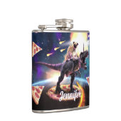 宇宙で恐竜のユニコーンに乗ったプグ フラスク (右)