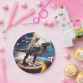 宇宙で恐竜のユニコーンに乗ったプグ ペーパープレート (パーティー)