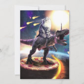 宇宙で恐竜のユニコーンに乗る猫               招待状 (裏面)