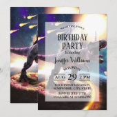 宇宙で恐竜のユニコーンに乗る猫               招待状 (正面/裏面)