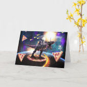 宇宙で恐竜のユニコーン カード (黄色い花)