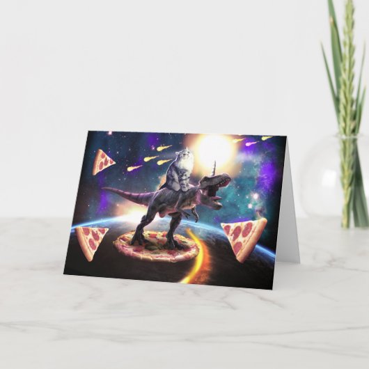 宇宙で恐竜のユニコーン カード (正面)