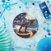 宇宙で恐竜のユニコーン ペーパープレート (パーティー)