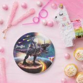 宇宙で恐竜のユニコーン ペーパープレート (パーティー)