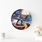 宇宙で恐竜のユニコーン ラージ壁時計 (ホーム)