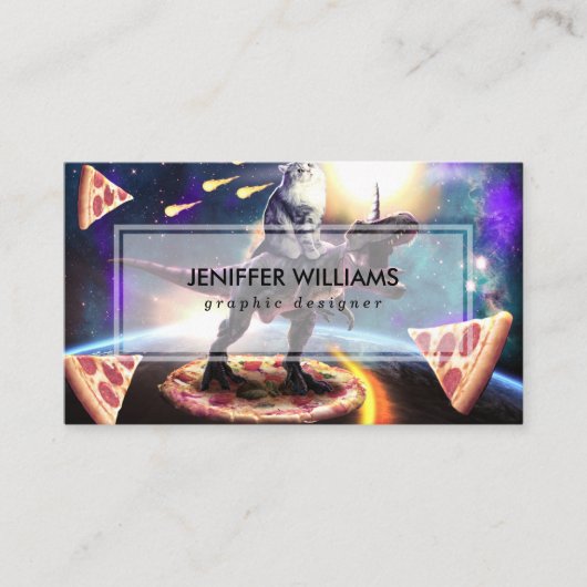 宇宙で恐竜のユニコーン 名刺 (正面)