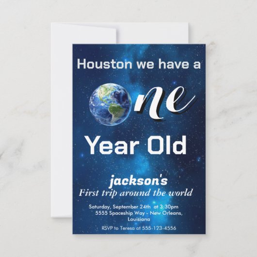 宇宙で最初の太陽の周りを回る旅 宇宙飛行士 惑星 招待状 (正面)