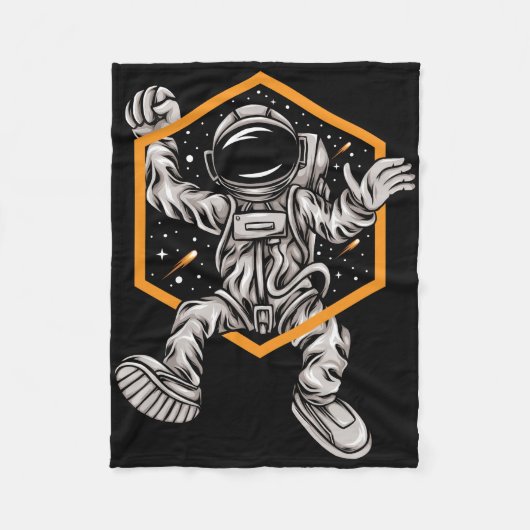 宇宙で楽しむ宇宙飛行士 フリースブランケット (正面)