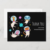 宇宙で浮かぶかわいい宇宙飛行士の動物たち、ありがとう ポストカード (正面/裏面)