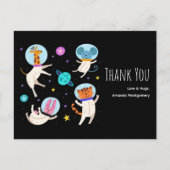 宇宙で浮かぶかわいい宇宙飛行士の動物たち、ありがとう ポストカード (正面)