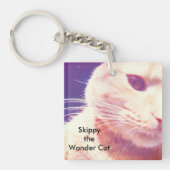 宇宙で猫疑問に思をスキップする キーホルダー (正面)