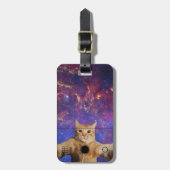 宇宙で自撮る赤いタビー猫 ラゲッジタグ (正面縦)