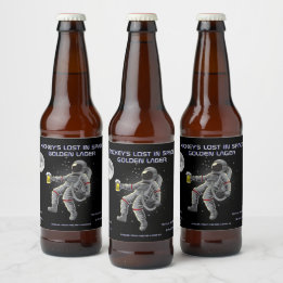 宇宙で迷子の面白い宇宙飛行士をカスタマイズ ビールラベル