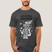 宇宙で飲むダークスケルトン宇宙飛行士 Tシャツ (正面)