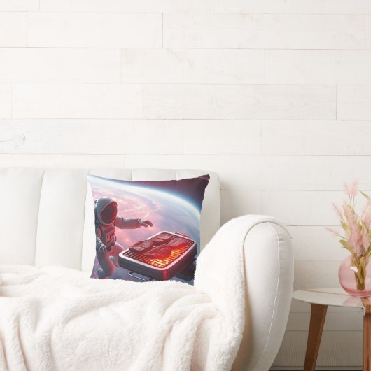 宇宙で鶏肉を揚げる宇宙飛行士 – おもしろい & Uniqu クッション (ソファ)