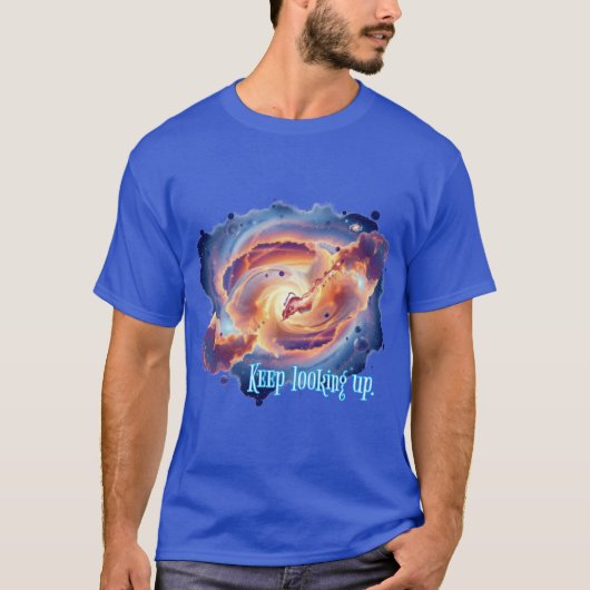 宇宙とポジティ保ブ:見上げる。 Tシャツ (正面)